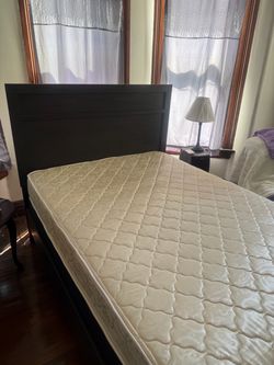 Bed Frame with Mattress Dark Wood