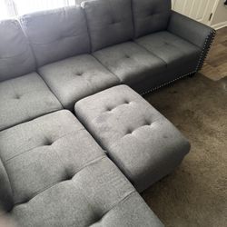 Cool Grey Couch  Storage Feature & Cup holders