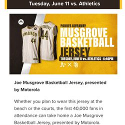 Padres Vs A’s Musgrove Basketball Jersey Give Away!