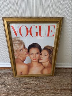 Custom framed vintage Vogue 1991 poster art
