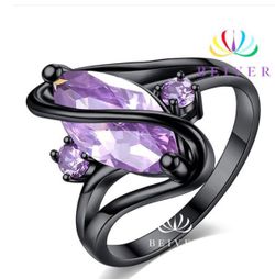 Luxury Pink CZ Ring in Black Gold Plated