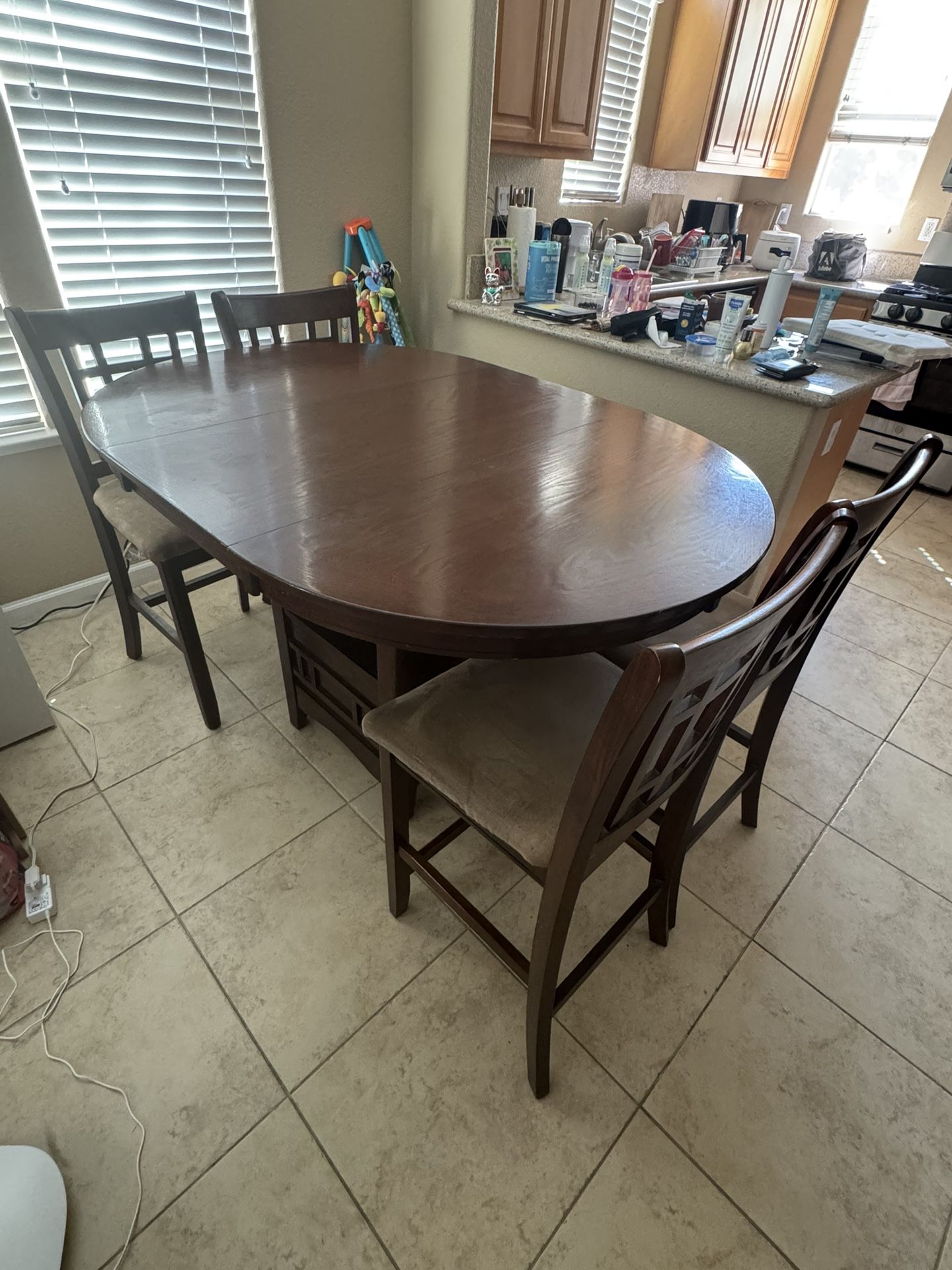 Solid Wood Dining Table With Four Chairs Counter Height