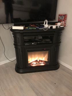 Corner or straight Digital heater fireplace, Media cabinet like new