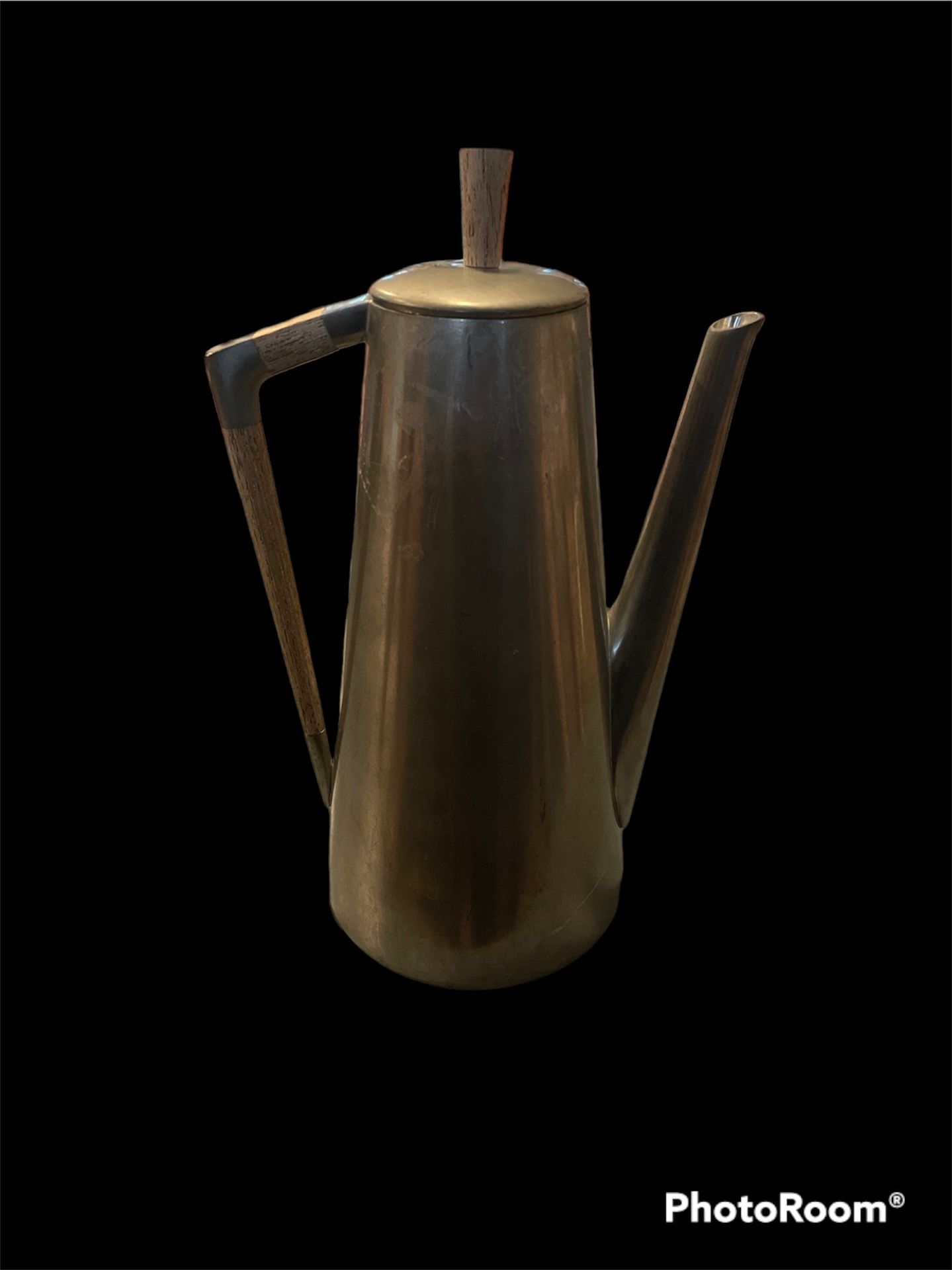 Mid-Century Modern Tin and Teak Coffee Pot from Royal Holland Pewter KMD