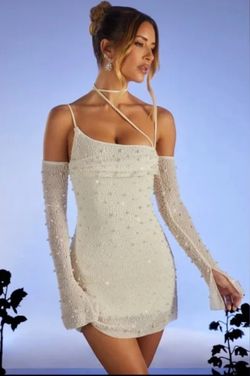Beaded Asymmetrical Mini Dress