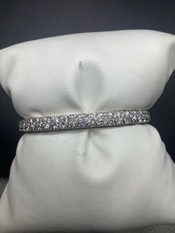 14KT White Gold Authentic Diamonds pave Bangle Bracelet