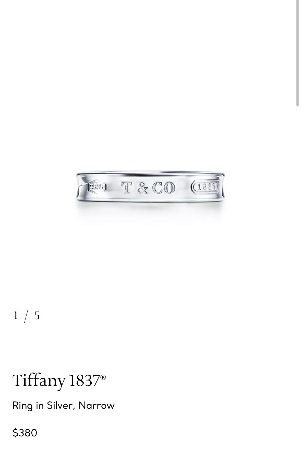 Tiffany & Co. Sterling Silver Ring 1837 Collection