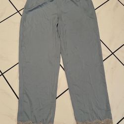 Light blue lace trim loungewear pants