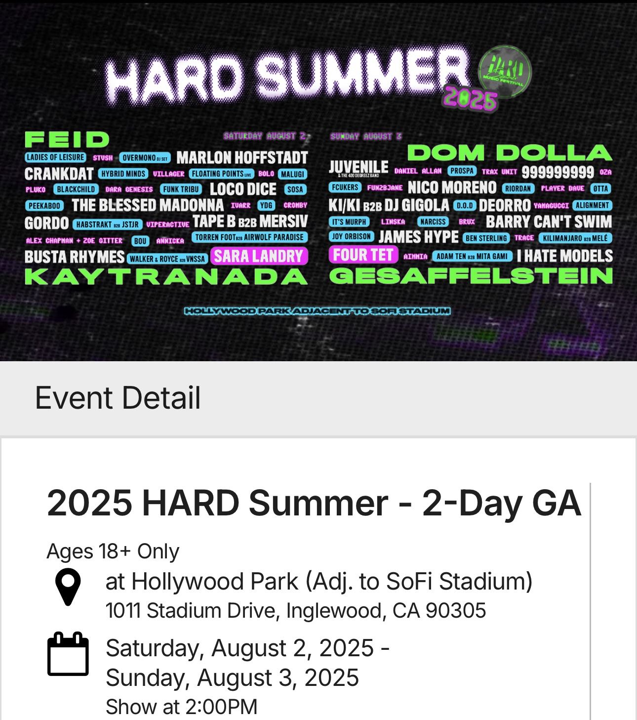 Hard Summer Tickets