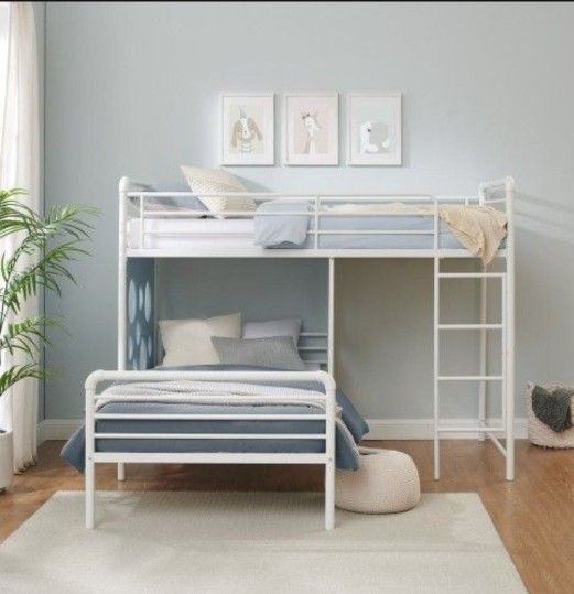 60" L-Shape Bunk Bed with Cut Out Panels(New In A Box)