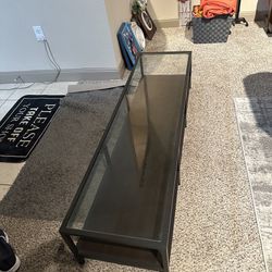Brown metal and glass coffee table or display stand