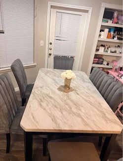 Marble Dining table set 6/ comedor de mármol set de 6 sillas
