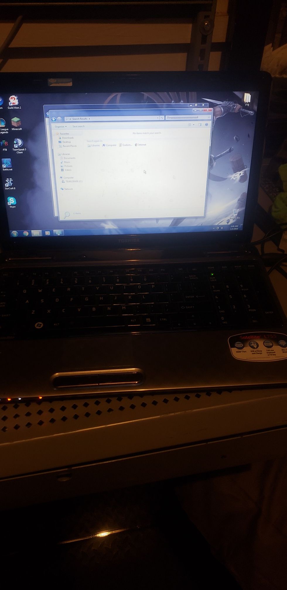 Toshiba 17in 500gb laptop