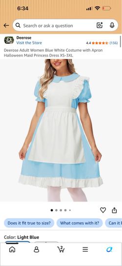 Deerose Women's Blue Maid Princess Costume Dress