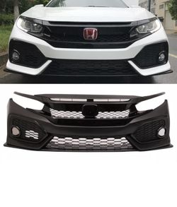 Fits 16-21 Honda Civic Si OE Style PP Front Bumper Conversion W/TR Style Grille