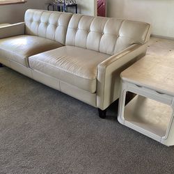 Soft Leather Couch And End Tables