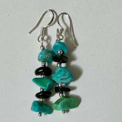 Turquoise and Agate Earrings