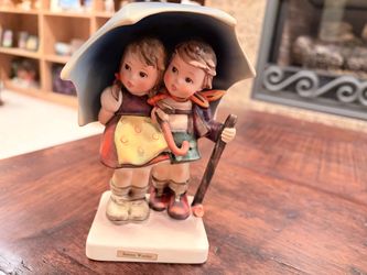 Rare Vintage Goebel Hummel “Stormy Weather”. (Hum 71)  Boy & girl under umbrella