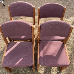 4 Wooden Upholstered Chairs 