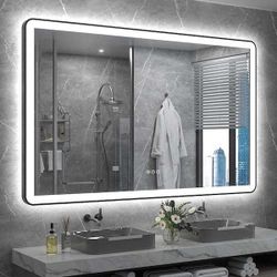 60in. W x 40in. H Rectangular Framed UL Certified Front and Back LED Anti-Fog Tempered Glass Wall Bathroom Vanity Mirror