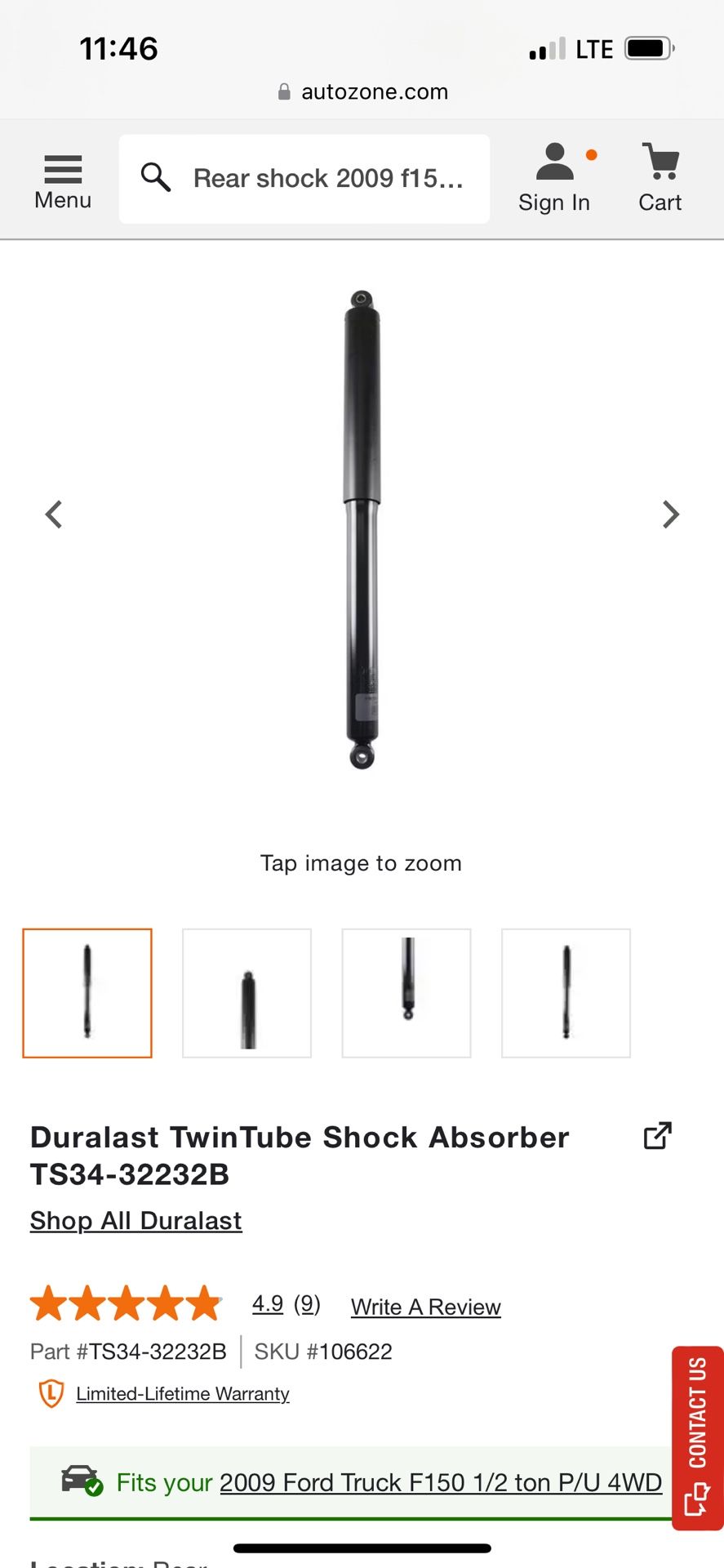 Duralast Rear Shock Pair For 09-14 F150 4WD