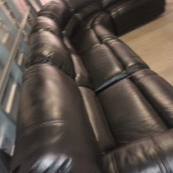 SECTIONAL GENUINE 100% Leather RECLINER ELECTRIC BLACK COLOR.. ✅🚛DELIVERY SERVICE AVAILABLE ✅🚛