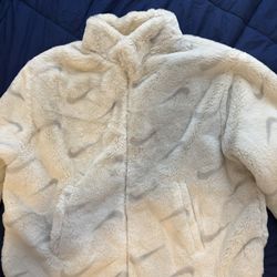 White Nike Faux Fur Jacket