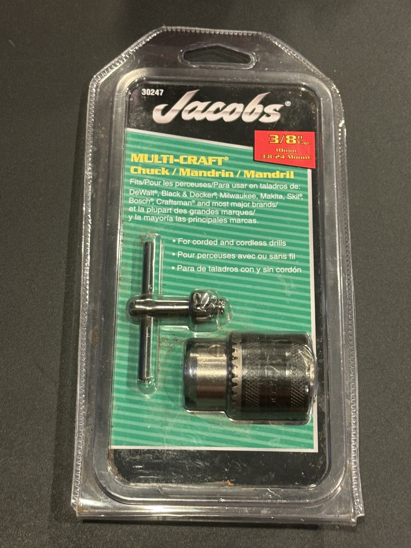 Jacobs Multi-Craft Drill Chuck Keyed Steel 3/8" 30247