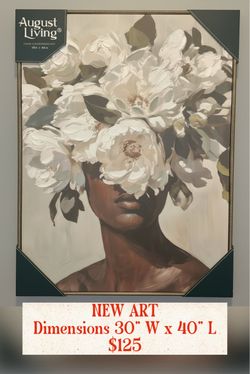 NEW Canvas Art Woman Floral Portrait