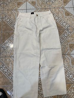 H&M double kneee, white jeans, baggy fit