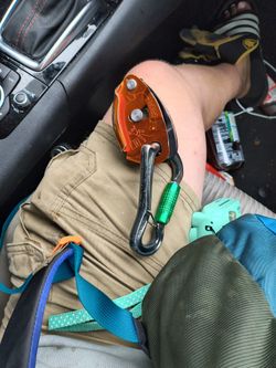 Petzl Belay Device And Dmm Caribiner