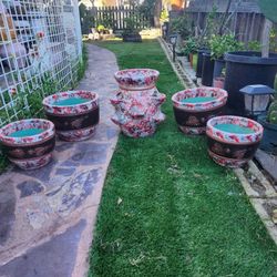 5 Piece Matching Planters Set Bundle (AZUSA) 