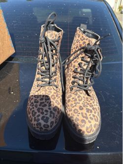 Leopard print boots women