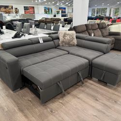 Pull Out Sleeper Sectional With Storage Ottoman And USB Charging 40% OFF HUGE SALE !!!!!!