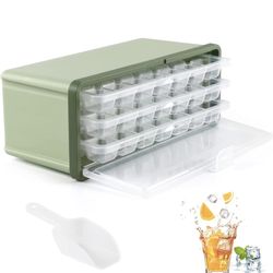 LOBKIN Ice Cube Trays with Lid and Bin, 3 Pack Plastic Ice Cube Tray Molds, Easy-Release 63 Mini