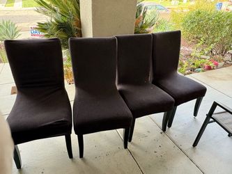 Set of 4 Black Upholstered Dining Chairs