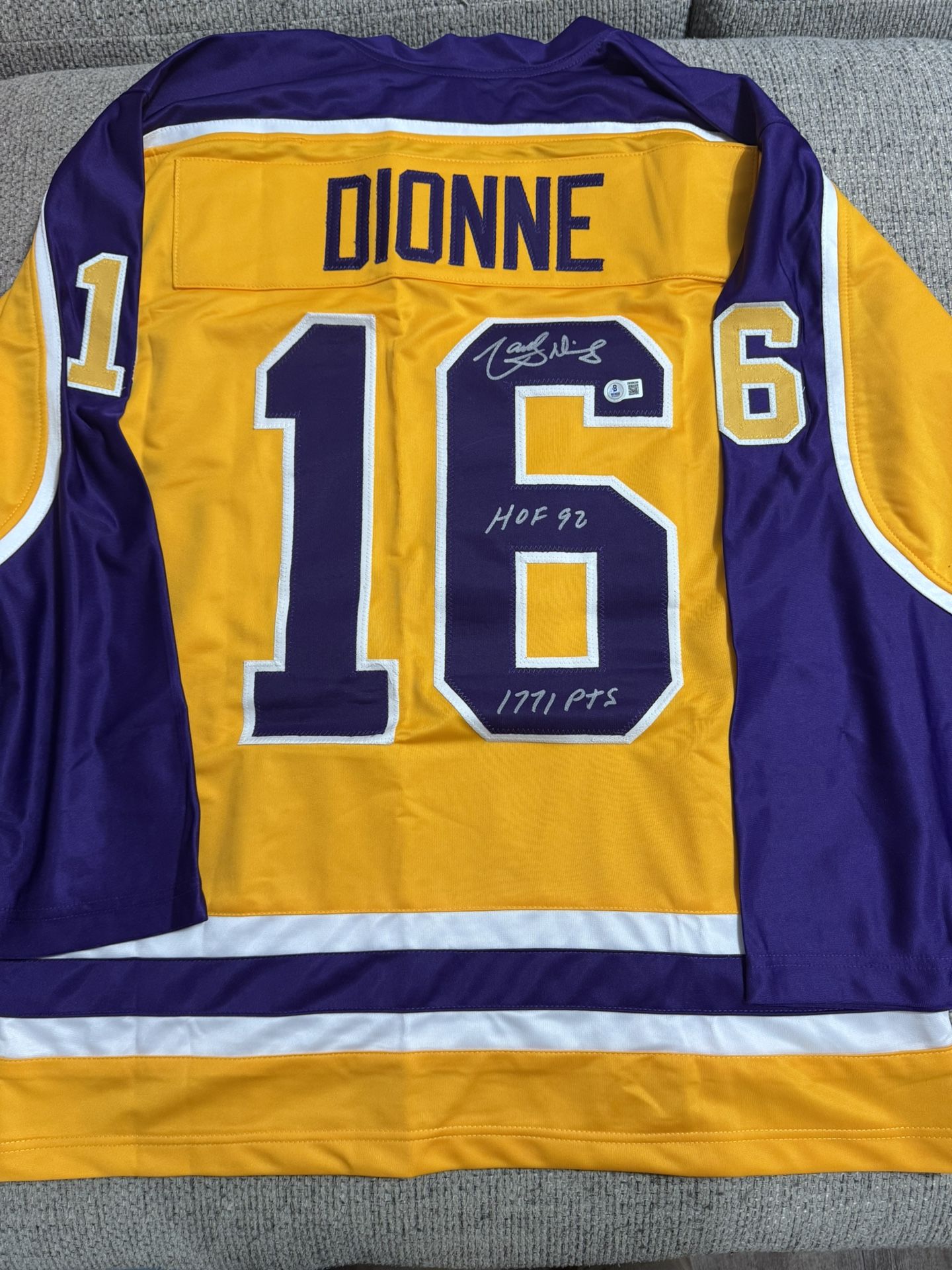 Marcel Dionne Signed Autograph Custom Jersey - Beckett Coa -LA KINGS WITH INSCRIPTION