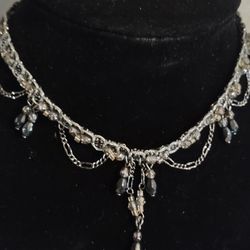 Black Silver Choker Necklace 