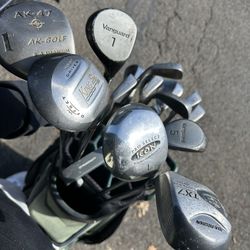 Green Calloway Cart Bag Golf Clubs 