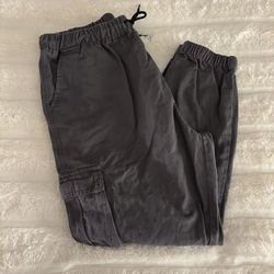 SHEIN Women's Grey cargo pants with drawstring 