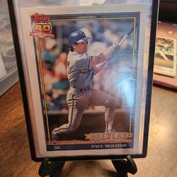 Paul Molitor Error Bold Back Glow Back Nineteen Ninety One Topps Baseball Card 