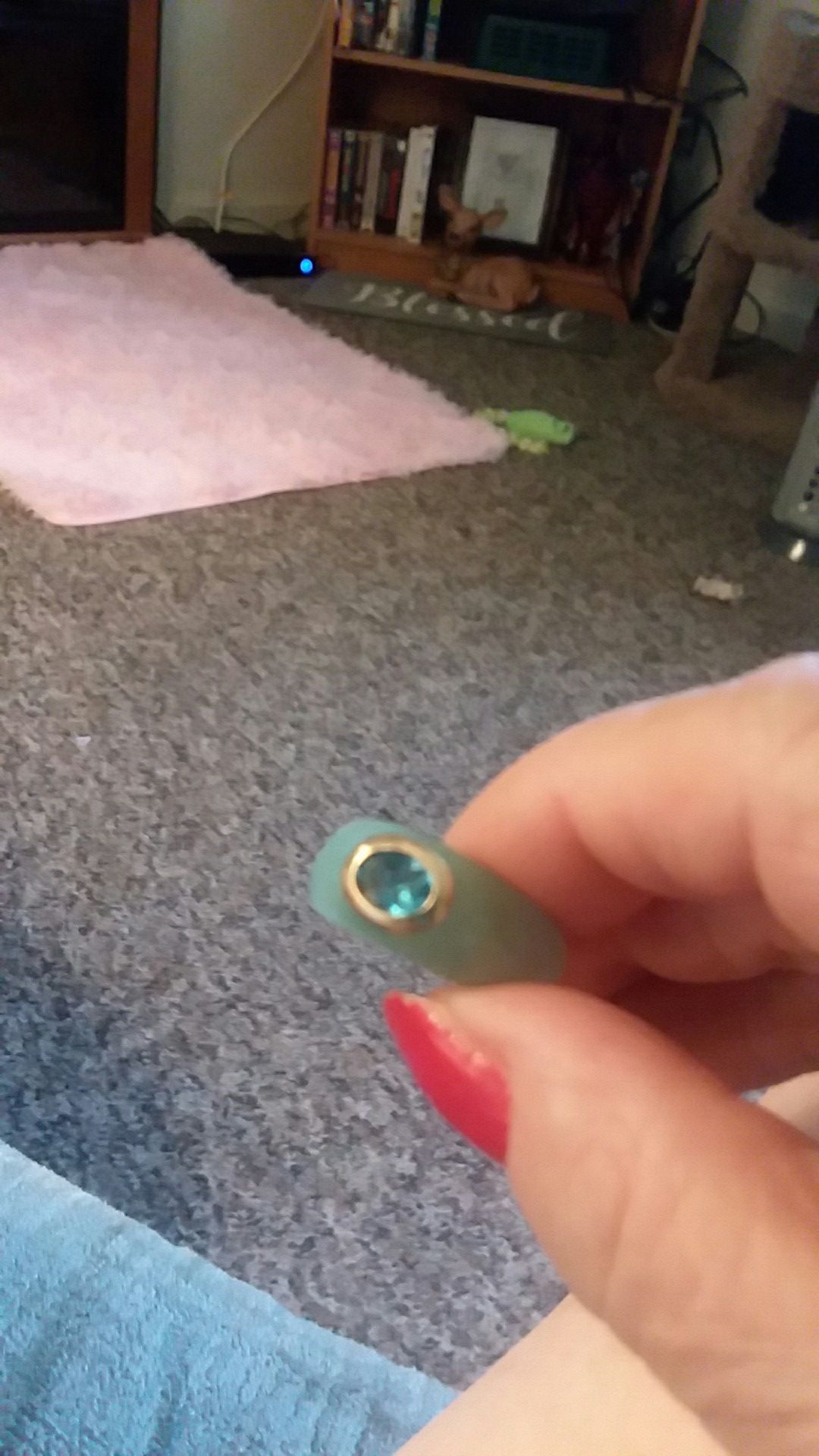 Genuine Jade ring with London blue topaz, size 8, excellent condition