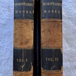 Antique 1845 Shakespeare Book Set (2 Volumes) – Leather Bound Vintage Decor