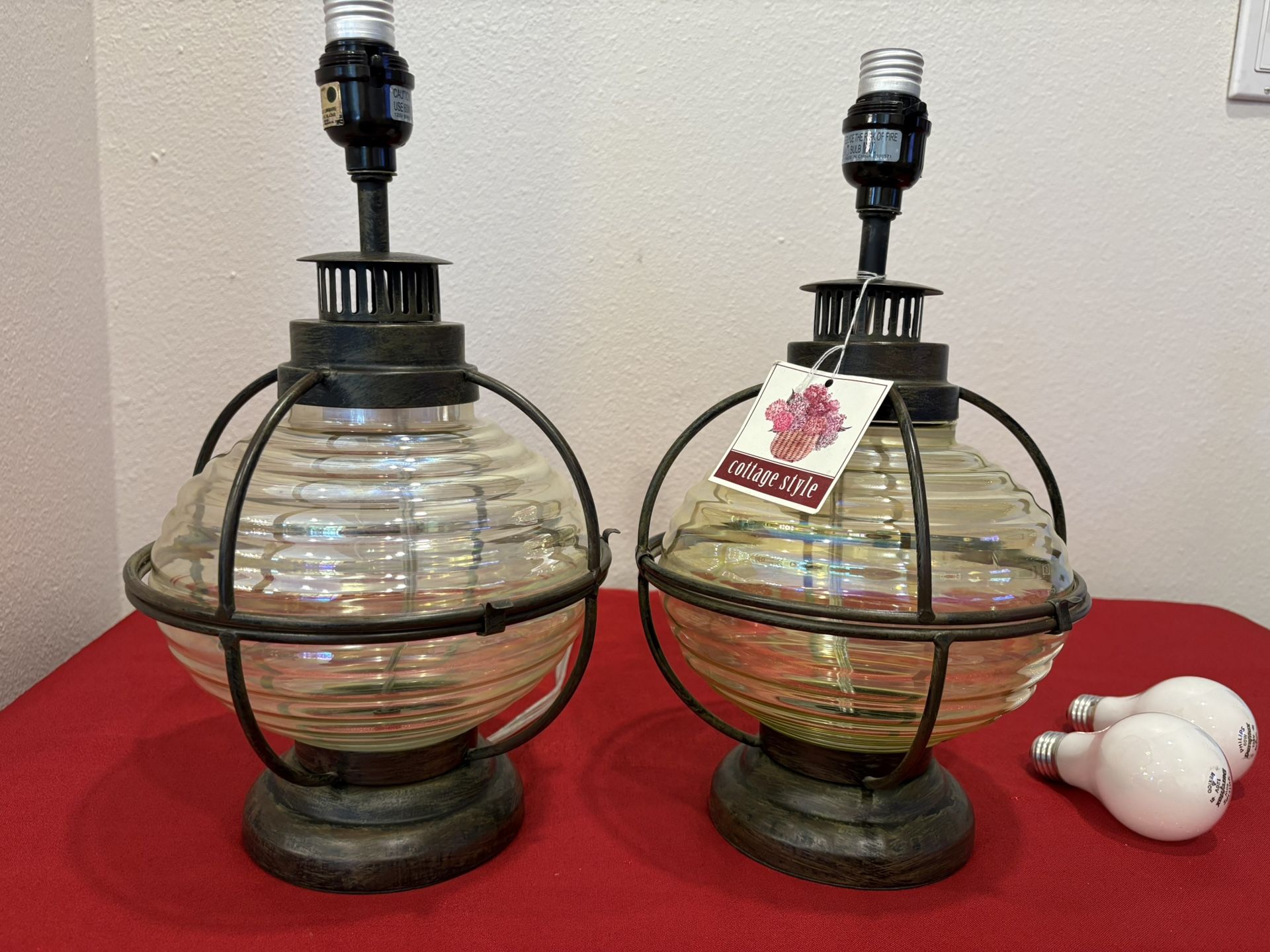 Country Farmhouse Cottage Fillable Lamp - set of 2 Lamps - Home Decor - Simi Valley