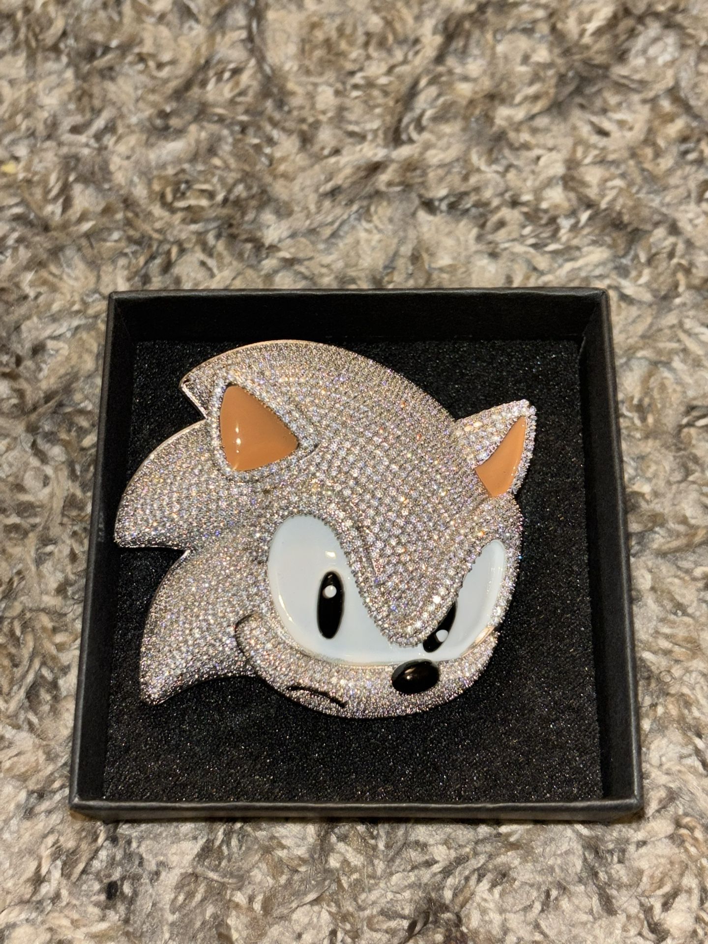 Moissanite Large Sonic The Hedgehog Iced Out Pendant - Stainless Steel 