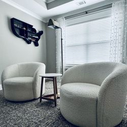 Modern Boucle Swivel 2-Piece Chair Set 