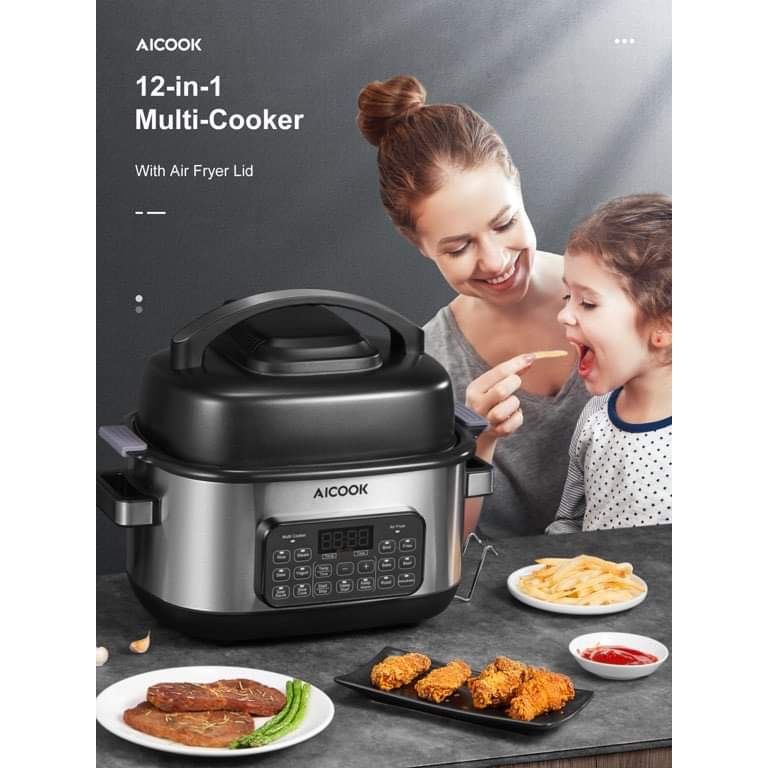 BRAND NEW AICOOK Slow Cooker Air Fryer Combo, 12 in 1