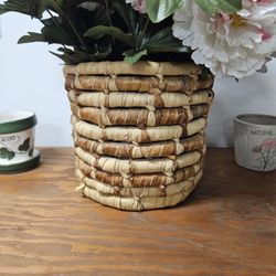 Vintage Coiled Planter Plant Basket 