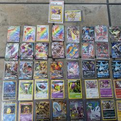 Pokémon High-End Lot – PSA 8, Rainbow Rares, Eeveelutions, VMAX (42 Cards) +200 Bulk commons