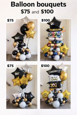 Graduation balloon bouquets from $35.00 and up